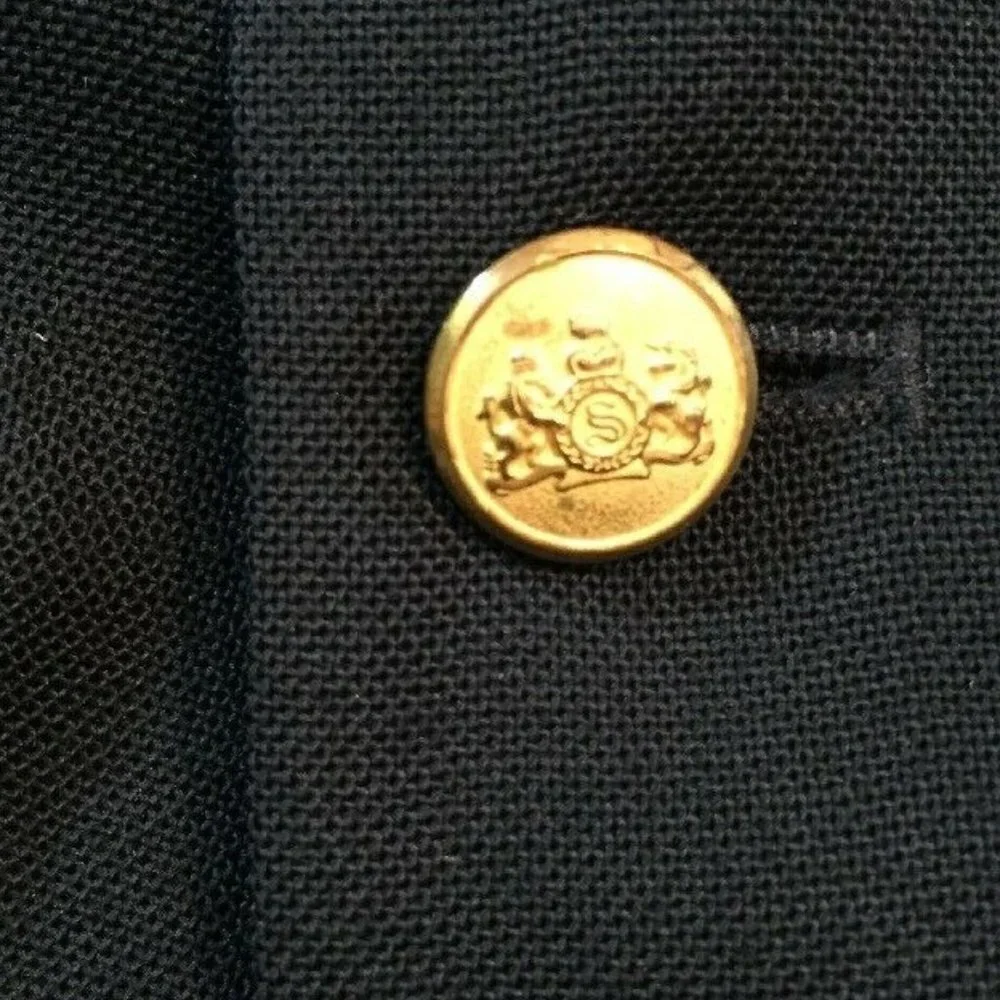 90s Y2K Stafford Blazer Mens 44R Navy Wool Blend Gold Buttons Classic Preppy VTG